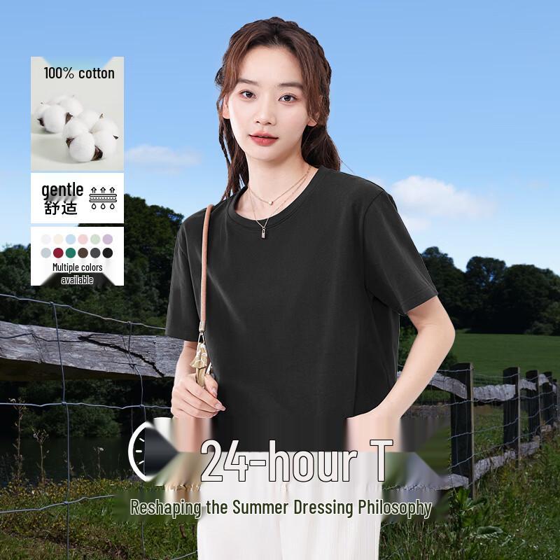 MJ STYLE Women s Round Neck Cable Knit Short Sleeve T-Shirt L