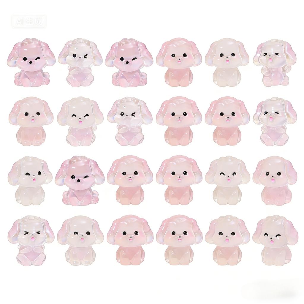 6/30PCS Luminous Mini Poodle Figures Home Decor Miniature Fairy Garden Decoration Dog Puppy Figurine The Dollhouse Accessories