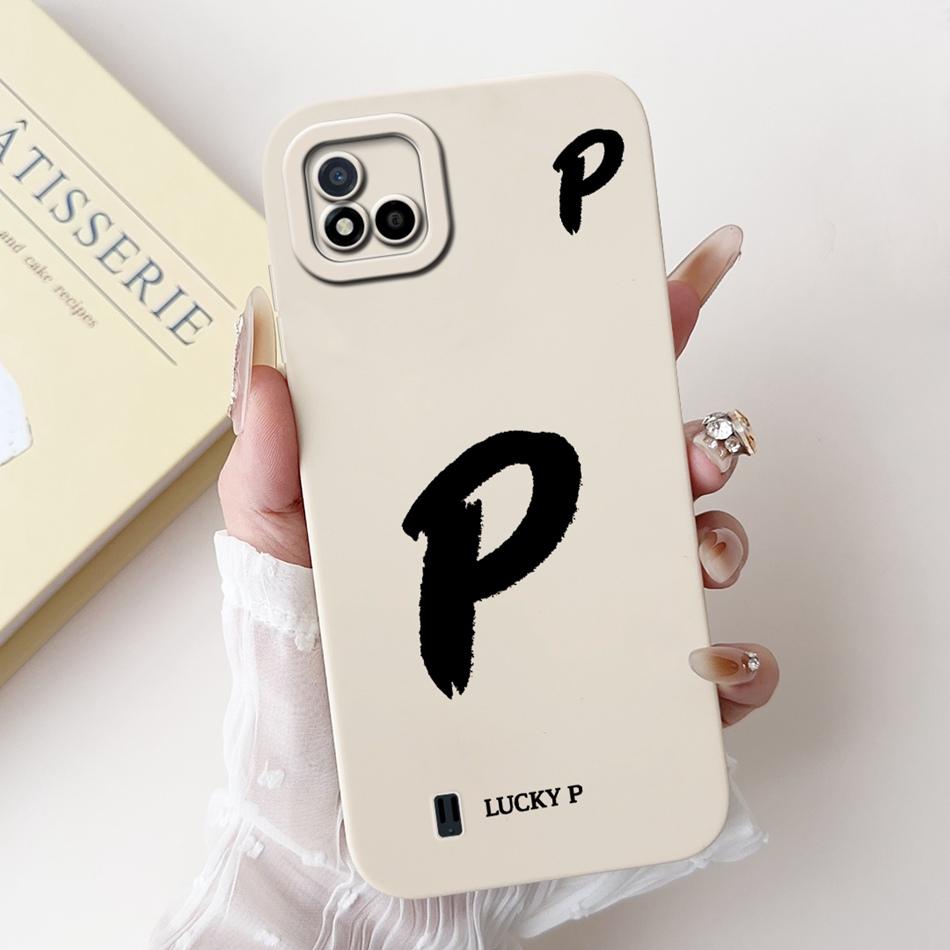 For Realme C11 (2021) Lucky Initial Letter Phone Case For Realme C11 2021 2020 RMX3231 RMX2185 Soft Silicone Shockproof Cases