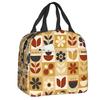 Orla Kiely Flower Scandinavian Geometric Style Insulated Lunch Bags for Camping Travel Waterproof Cooler Thermal Lunch Box