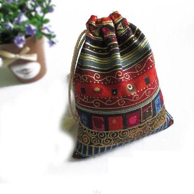 Vogue 1Pc Linen Bunt Bags Pouches Jewellery Gift Bags Drawstring Color Flax Tribal Tribe