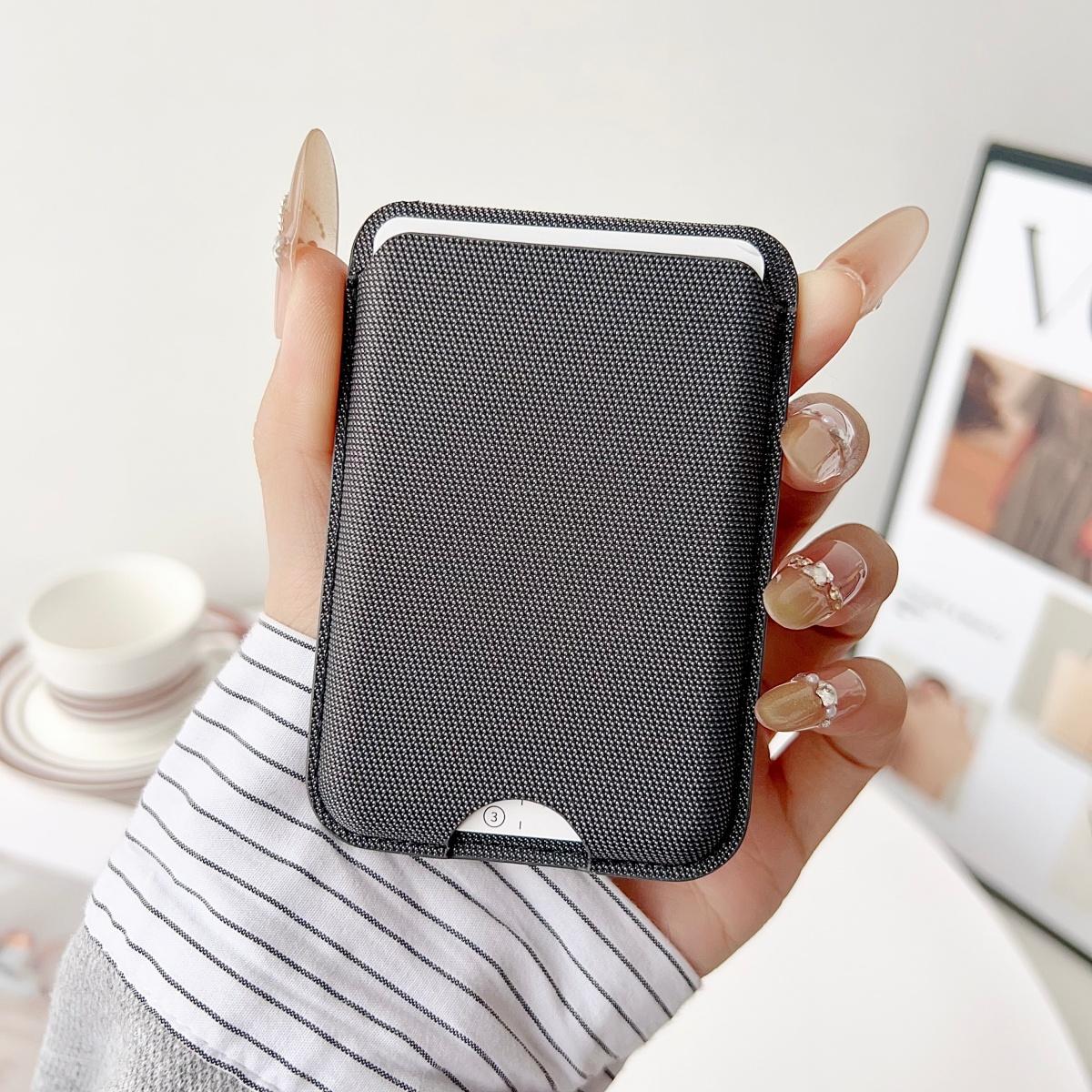 

For Magsafe Magnetic Card Holder Wallet Stand Tech Woven Fabric For iPhone 17 Air 16 E 15 14 Plus 13 Pro Max Photo Pocket Cover