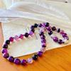 Vintage 12Mm Shujulai Natural Purple Chalcedony Agate Necklace Niche Purple Mysterious Clavicle Bead Chain
