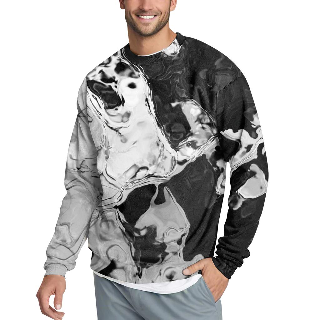 Men's Casual Fashion Printed Round Neck Pullover Sweatshirt