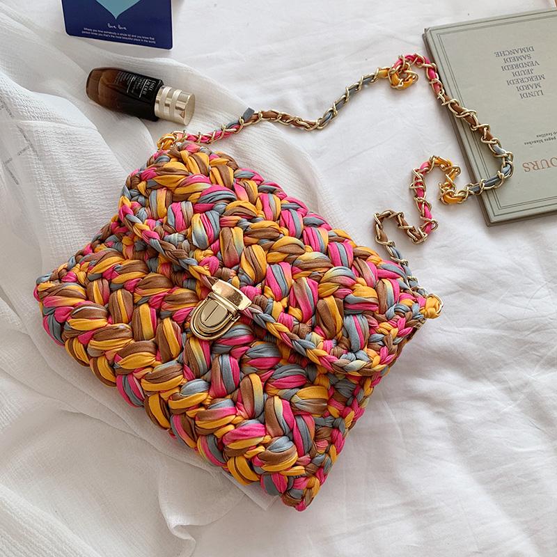 Bolsas de Mão Femininas da Moda Bolsa de Tecido Alça de Crochê Casual Ombro Transversal Clutch