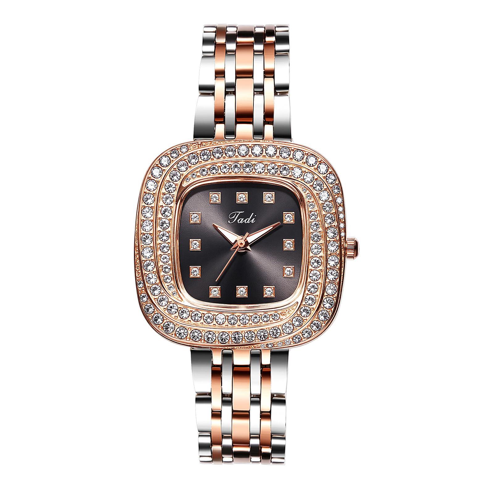 

Women s Square Watch with Sparkling Diamonds: Analog Display, Waterproof, Cute, Stylish Stainless Steel Quartz Watch, Fashion Watch for Women -