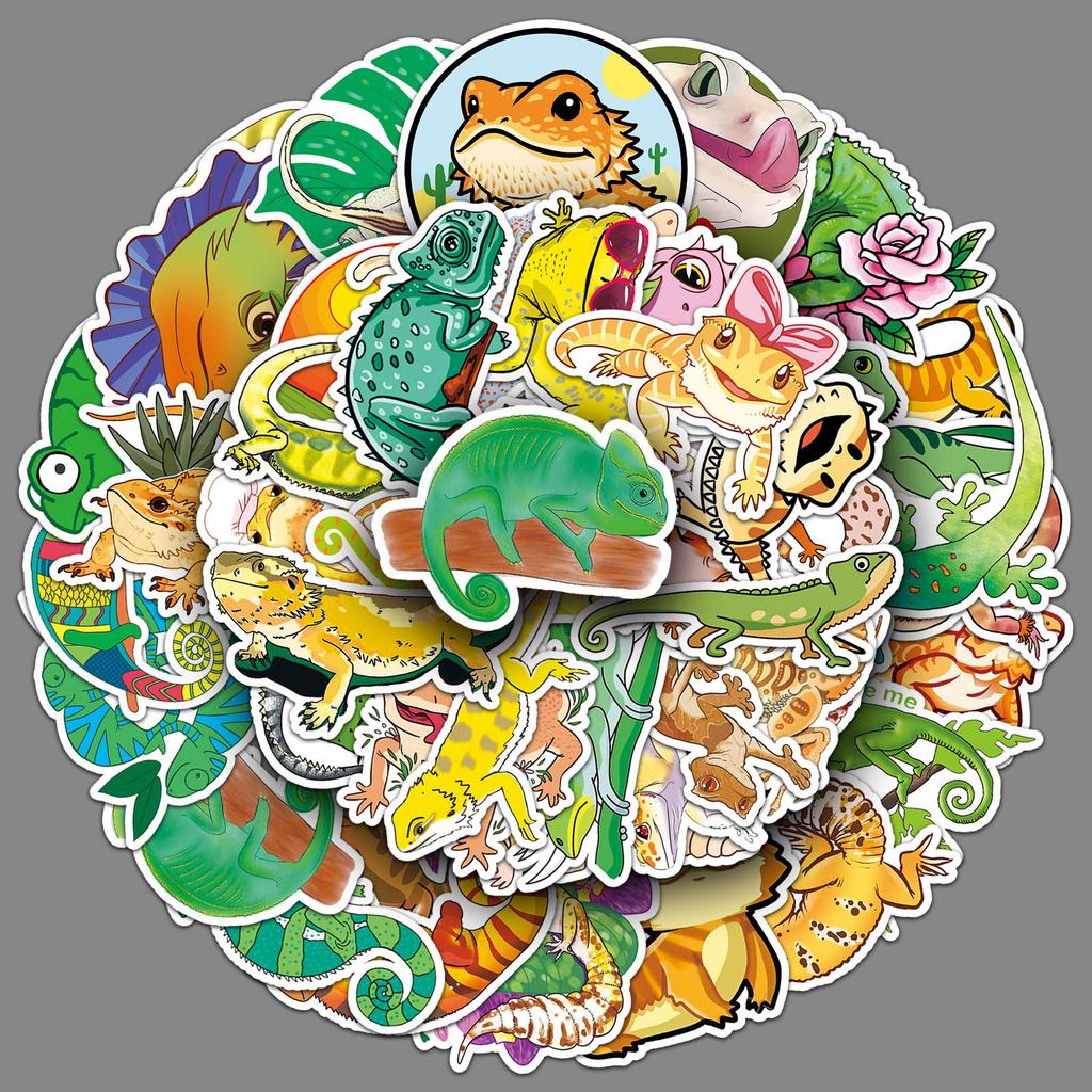 50 Lizard Doodle Personalized Cartoon Animal Children's Creative DIY Skateboard Luggage Stickers Waterproof