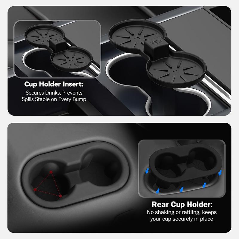 For Tesla Model Y Juniper Launch 2025 2026 8Pcs Car Wireless Charging Pad Silicone Cup Holder Window Lift Switch Button Panel