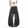Vintage Washed Distressed Wide Leg Straight Jeans Men Women Loose Fit Casual Denim Pants