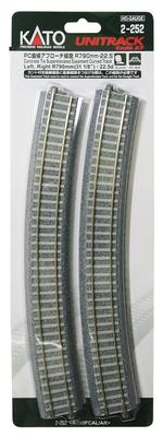 KATO HO Gauge PC Curved Approach Track 2 Pieces Each for Left and Right Model Railroad Supplies R790-22.5° 2-252