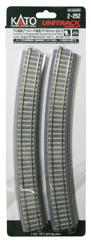 KATO HO Gauge PC Curved Approach Track Pieces Each for Left and Railway Model Supplies R790-22.5° (2 Right) 2-252