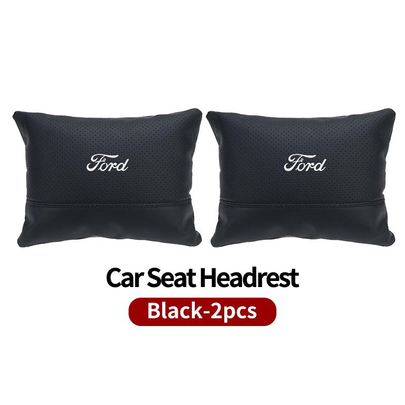 KLKD5 1/2PCS Car Styling Leather Headrest Neck Support Neck Pillow Seat Accessories For Ford Fiesta Ranger Mondeo Escape Ecosport