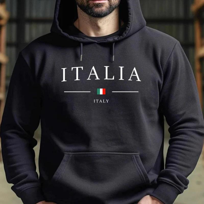 Italy Fashion Hoodies for Men High Quality Hooded Long Sleevd Sweatshirts All Season Daily Casual Sports Pullover Fitness Top