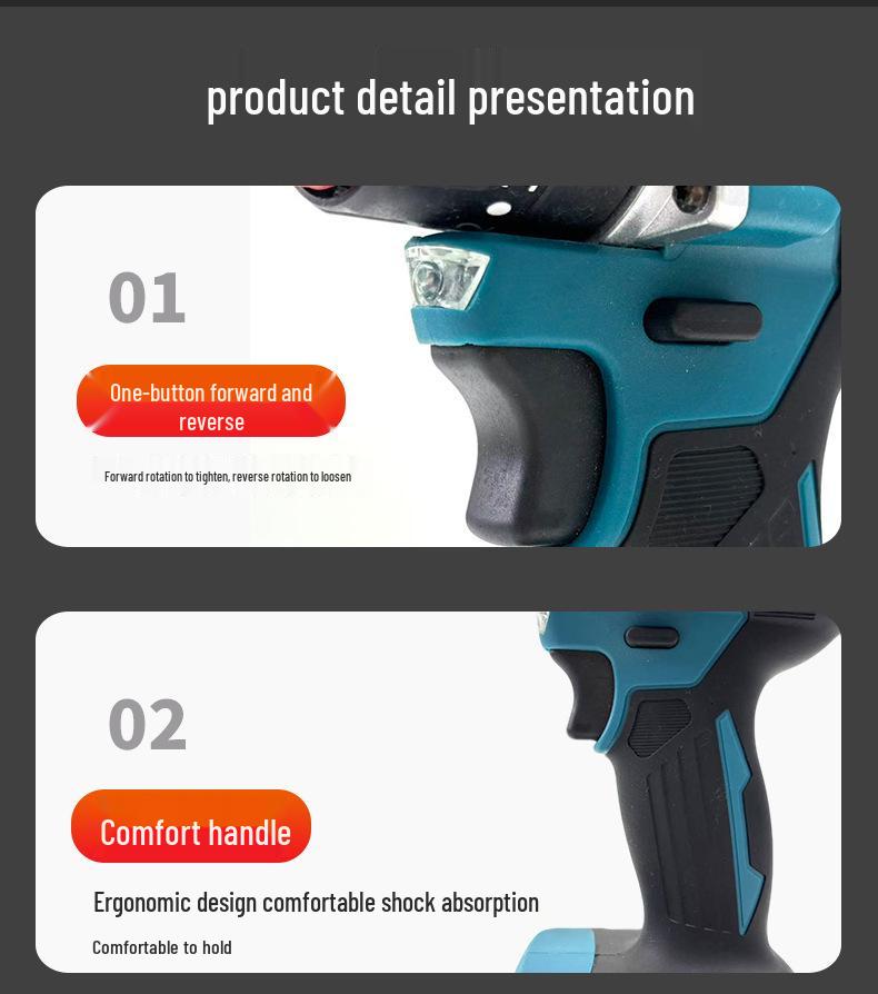 Cross 21V Brushless Hand Drill: Electric Screwdriver & Impact Drill with Multi-Speed Adjustment.