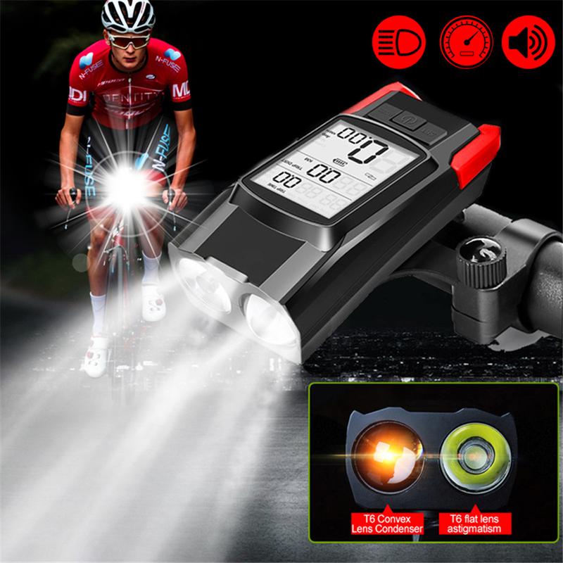 

Беспроводной велосипедный компьютер, MTB, велосипедный одометр, секундомер, спидометр, встроенная фара 800LM, аксессуары для звуковых сигналов 120 дБ