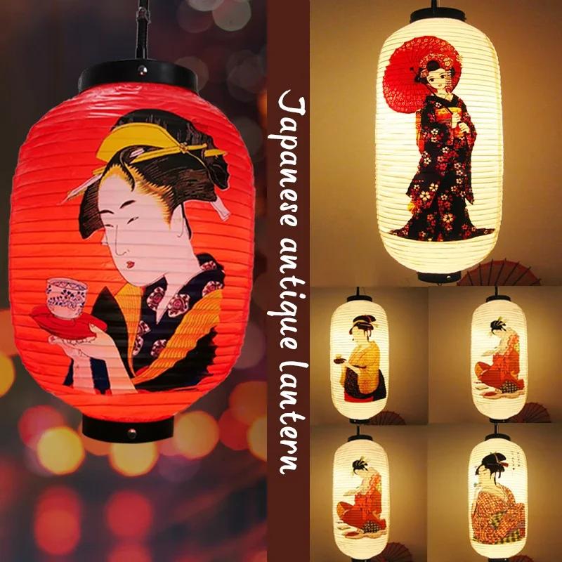 25x50cm Japanese Pvc Waterproof Lantern Geisha Hanging Korean Ramen Sashimi Cuisine Shop Restaurant Pub Decor Outdoor Lanterns