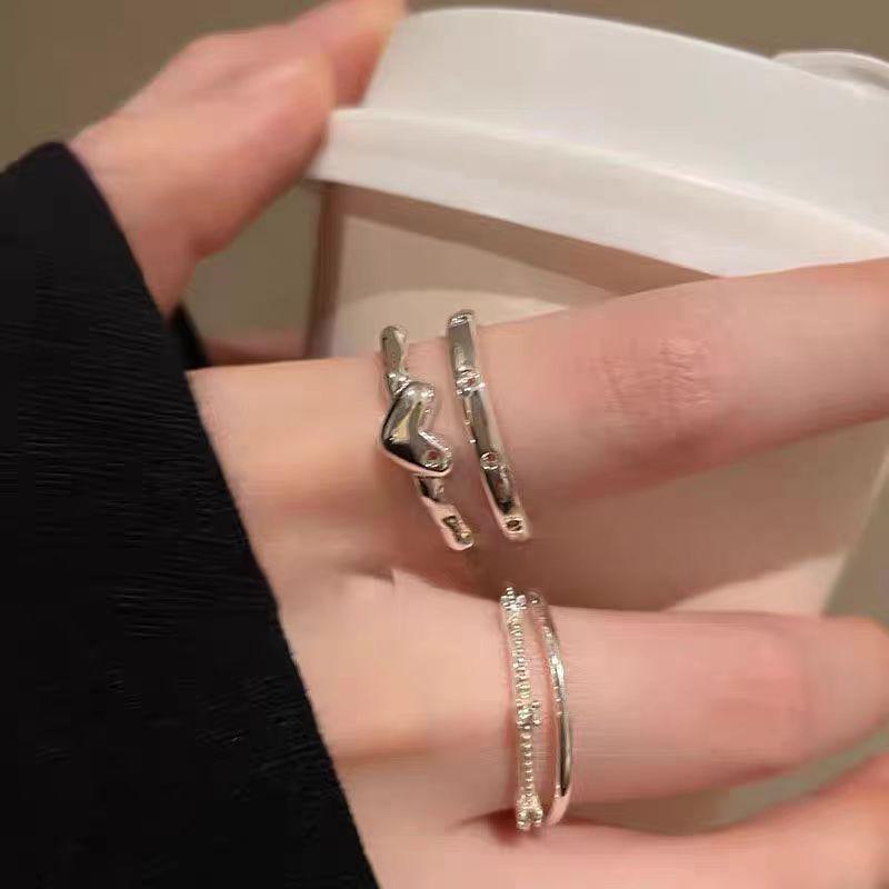 Elegant Heart Open Ring: Minimalist Luxury Stacking Design for Women