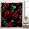 Rosebud Shower Curtain, Floral Plants, Spring Bathroom Decorative Shower Curtain, Waterproof Shower Curtain With Hooks