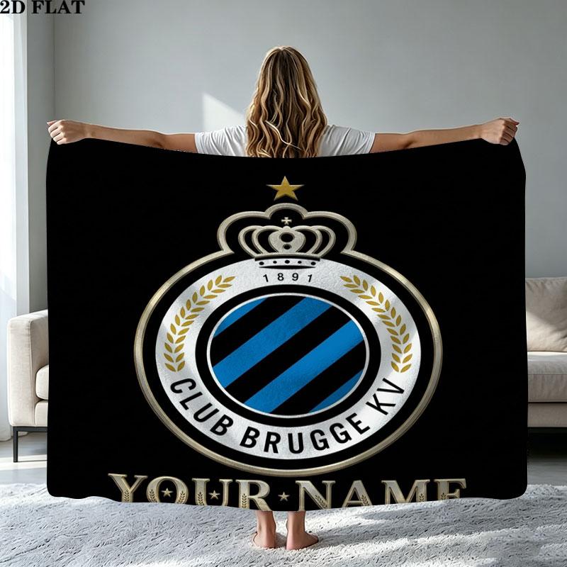 1PC Club Brugge KV Custom Name Patterned Flannel Blanket Suitable For All Seasons for Home Decor Warmth and Comfort Gifts Holiday Present