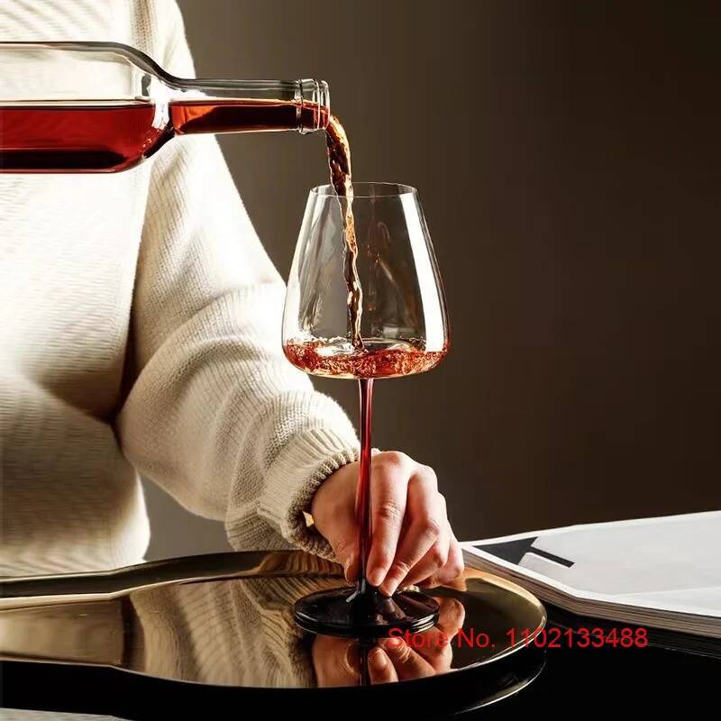 2 Pcs Globlet Wine Glass Black Tie Bordeaux Austria Style Crystal Wineglass Wedding Party Red Wine Cup Burgundy Champagne Flutes
