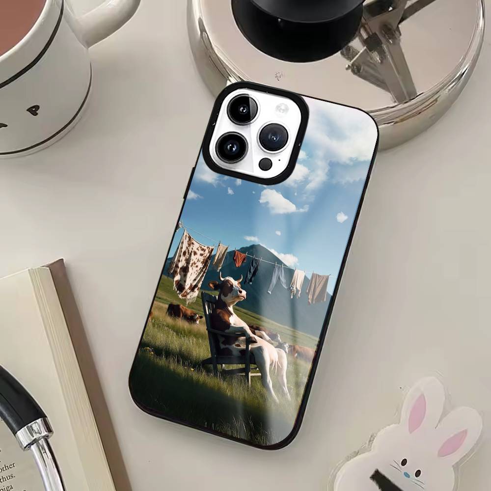

Funny Animal Dairy Cow Phone Case For iPhone17,16,15,14,13,12,11 Plus,Pro Max For Magsafe Wireless Charging iPhone17Pro