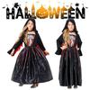 Conjunto de Fantasia de Halloween de Menina Bruxa Roupas de Show de Festa Cosplay Vestido Preto Horror