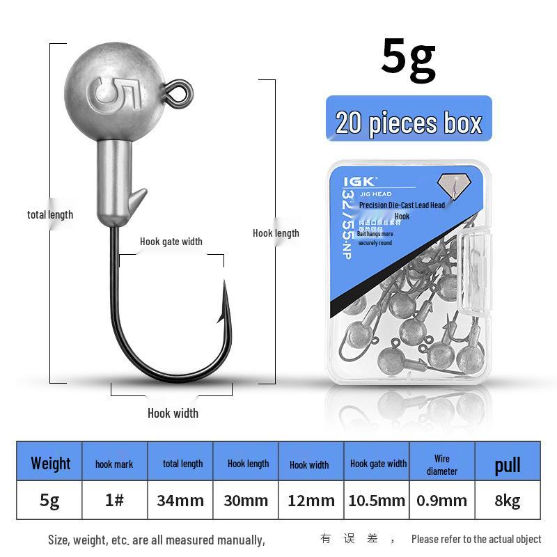 Wild Fishing Soft Bait Hook Set for Mandarin Fish - Black Pit Lead Head, Micro Object Hooks for Bottom & Outdoor Fishing Lead Head Hook 32755-NP