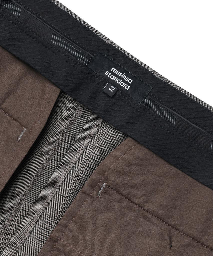 MUSINSA STANDARD Glen Check Wide Hidden Elastic Waist Slacks [Dark Beige]