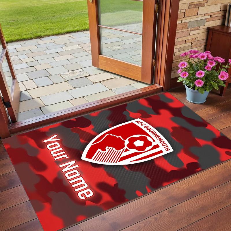 Crystal Velvet Rug Custom Name Text, Soft Non Slip Floor Mat Home DecorBournemouth Football