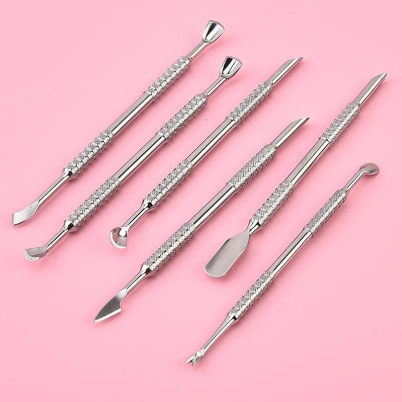 1Pcs Stainless Steel Cuticle Pusher Dual Sided Shaped Double Ended Ingrown Toenail Lifter Remover Trimmer Nail Art Care Tools