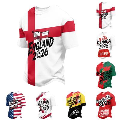 Men's Casual Soccer Print Quick Dry Crew Neck Lightweight Mesh Breathable Short Sleeve T-Shirt Suitable for Outdoor Sports and Daily Wear