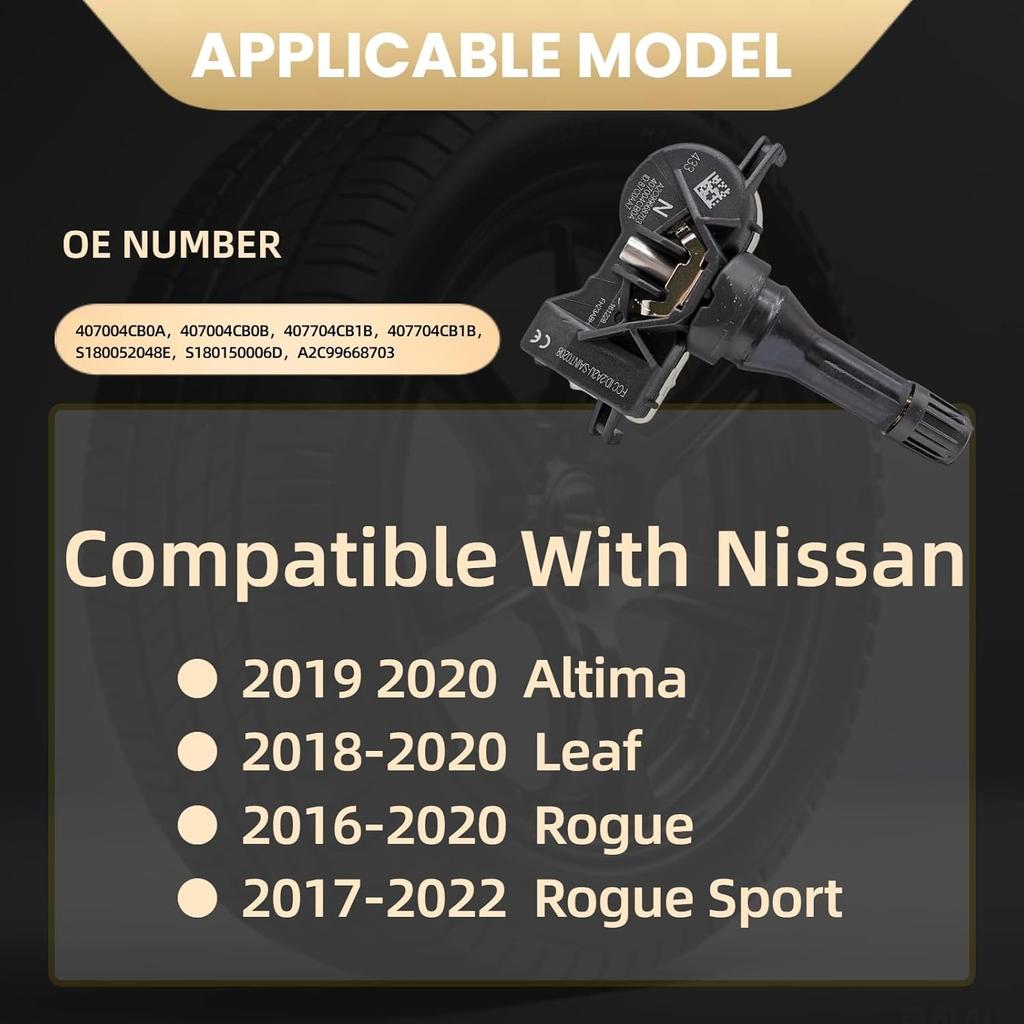 Tire Pressure Monitoring System Sensor (TPMS) Compatible with 19-20 Altima 18-20 Leaf 16-20 Rogue 17-22 Rogue Sport 407004CB0A 407004CB0B A2C99668703