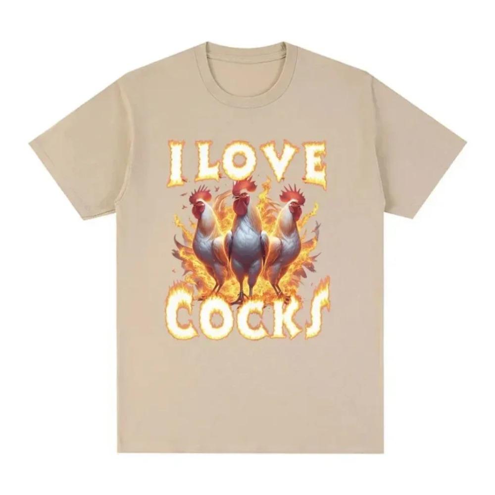 Streetwear Lässig Ich liebe Schwänze Lustiges Hähne Meme T-Shirt Hühnerliebhaber Kurzarm Herren Damen Extra Groß Kleidung T-Shirts
