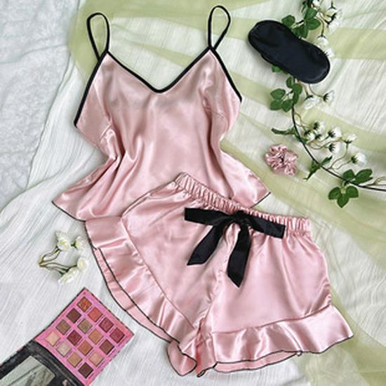 Plus Size European & American Ice Silk Print Pajamas - Fashionable Casual Homewear for Women