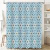 Modern Moroccan Tile Pattern Shower Curtain Blue White Geometric Design for Bathroom Decor Waterproof Fabric Shower Panel