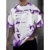 Trend Tie-Dye Letters Graphic T Shirt Man Fashion Summer Short Sleeve White 3D Printed T-shirts Casual Streetwear Oversized Tees