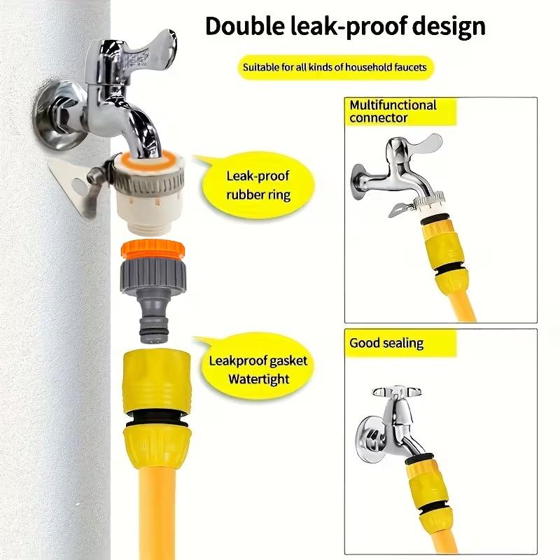 6/10-Piece Hose Quick Connector Kit | 3/4" & 1/2" | Threaded Faucet Adapters | Car Wash & Garden Watering