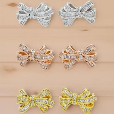 Mini Cubic Ribbon Design Stud Earrings for Women