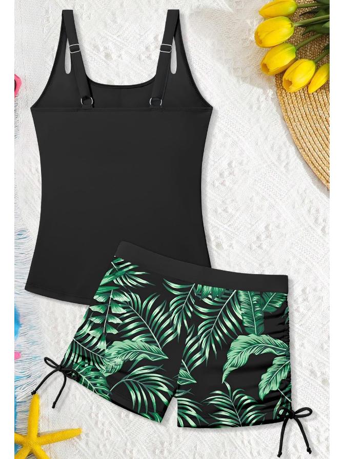 

New Style Printed Kids Camisole and Shorts Set 140 чёрный/зелёный