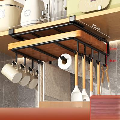 Kitchen Punch-Free Storage Rack Cabinet Tissue Lower Rack Double-Layer Chopping Board Rack Stainless Steel Pot Cover Rack Wall Cupboard Storage