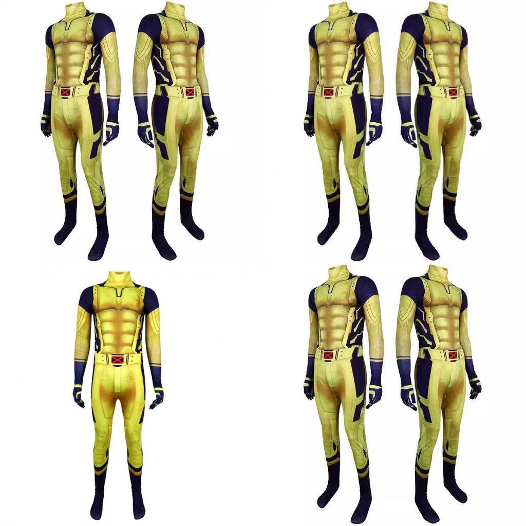 Wolverine Superhero Cosplay Bodysuit For Kids With Spandex Fabric Halloween Costume
