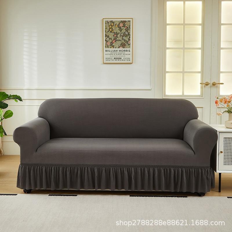 All Inclusive Elastic Sofa Set Skirt Style Dust Proof and Anti Slip All Cover for Three People and One Person Universal Cover with Tassels