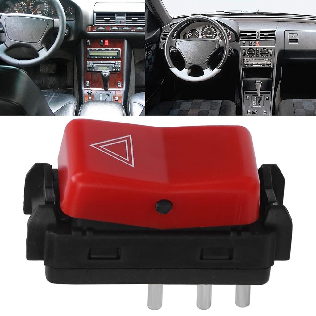 Warning Flasher Switch, Warning Hazard Light Emergency Flasher Switch 1248200110 Red Replacement for W124 W201 W202