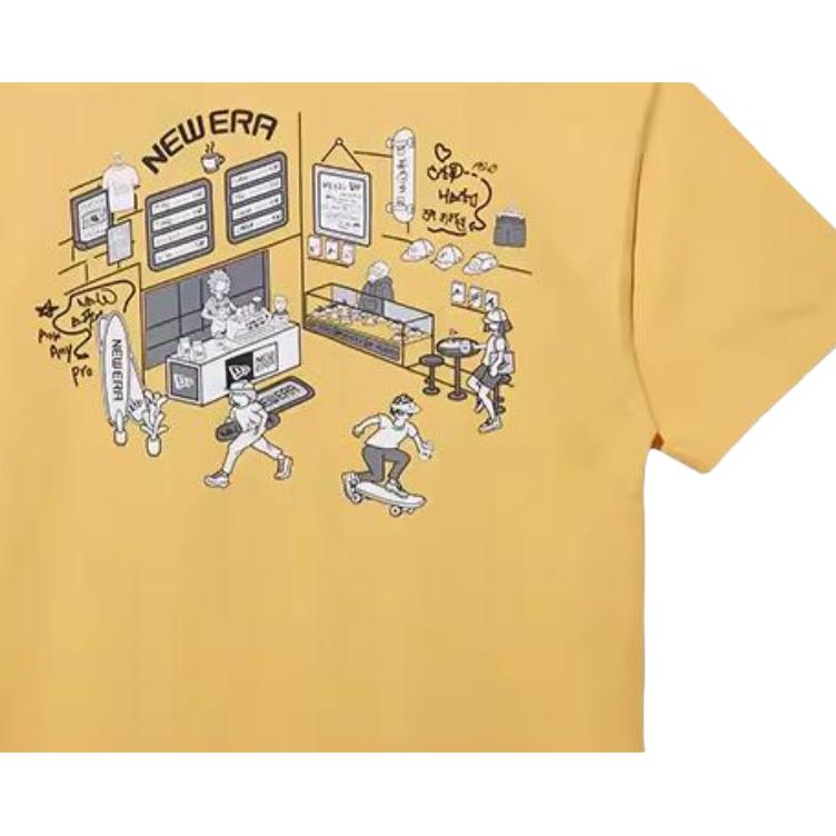 New Era Crew Neck Pocket Detail Short Sleeve T-Shirt Unisex Tops Yellow 13789174