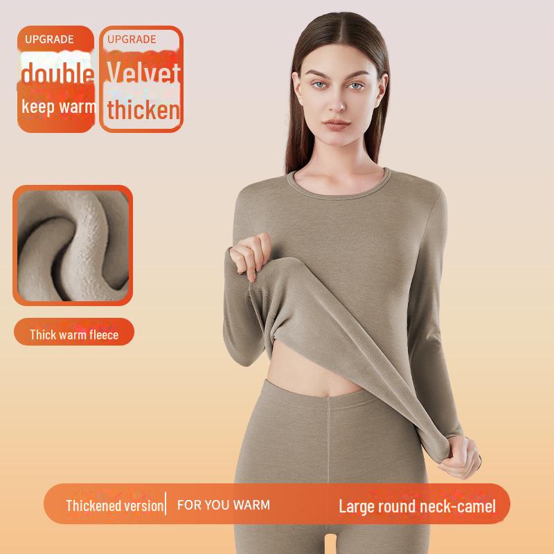 

Термобелье унисекс из флиса: Утепленный цельный костюм с круглым вырезом на бархатной подкладке для осени и зимы Women s suit, XXL верблюд