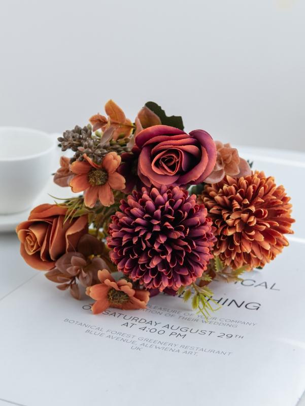 

Silk Roses Artificial Flowers for Wedding Home Christmas Decorations Wreaths bridal Dining table vase Fillers Warm DIY Ornaments 2PCS