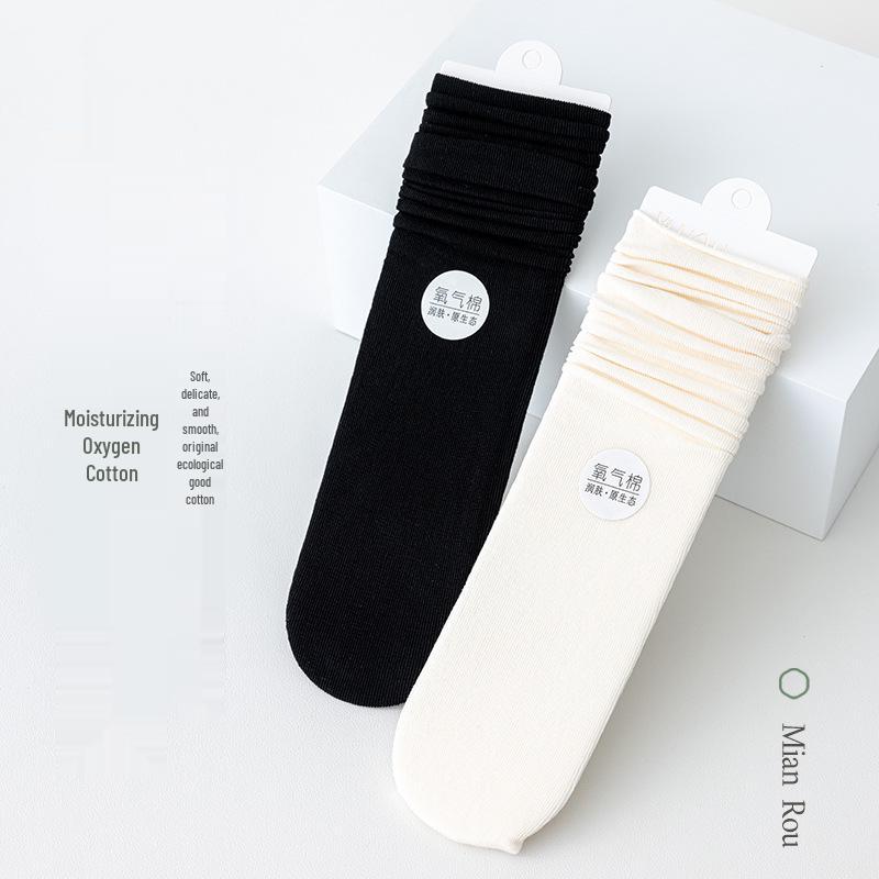 White Women's Summer Thin Mid-Calf Socks - Trendy Cotton Pile, Ice, and Loafer Styles