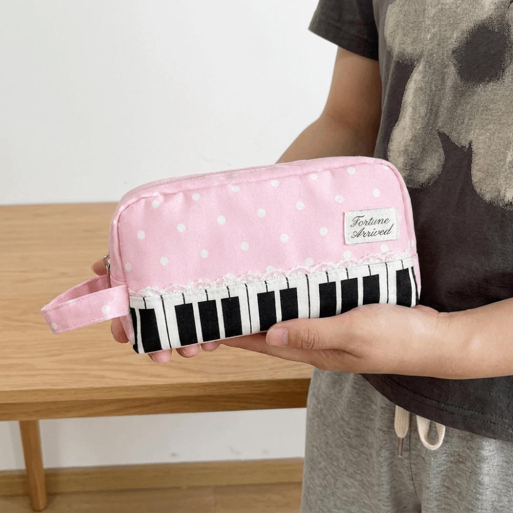 Met Handvat Stippen Etui Grote Capaciteit Pennen Etui Kawaii Piano Potlood Etui Schooltas