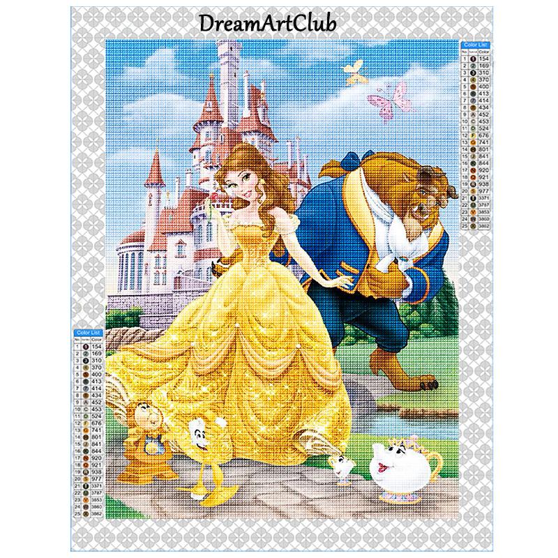 Diamond Mosaic Beauty and The Beast Painting Picture Rhinestones AB Drill Princess Embroidery Cross Stitch Wall Decor