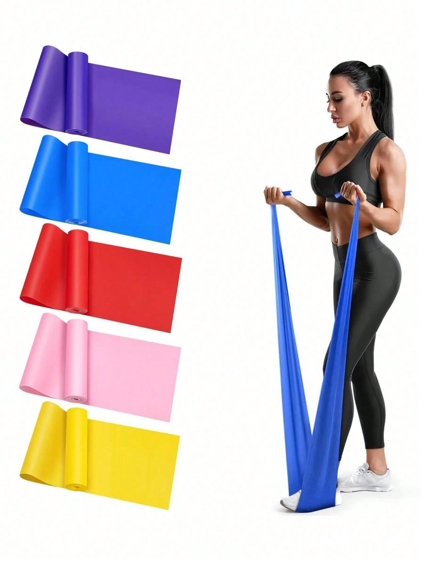 Portable Resistance Bands For Yoga & Pilates, Fitness Bands, Elastic Bands, Suitable For Men & Women Exercise, Yoga, Pilates, Strength Training one-size розовый